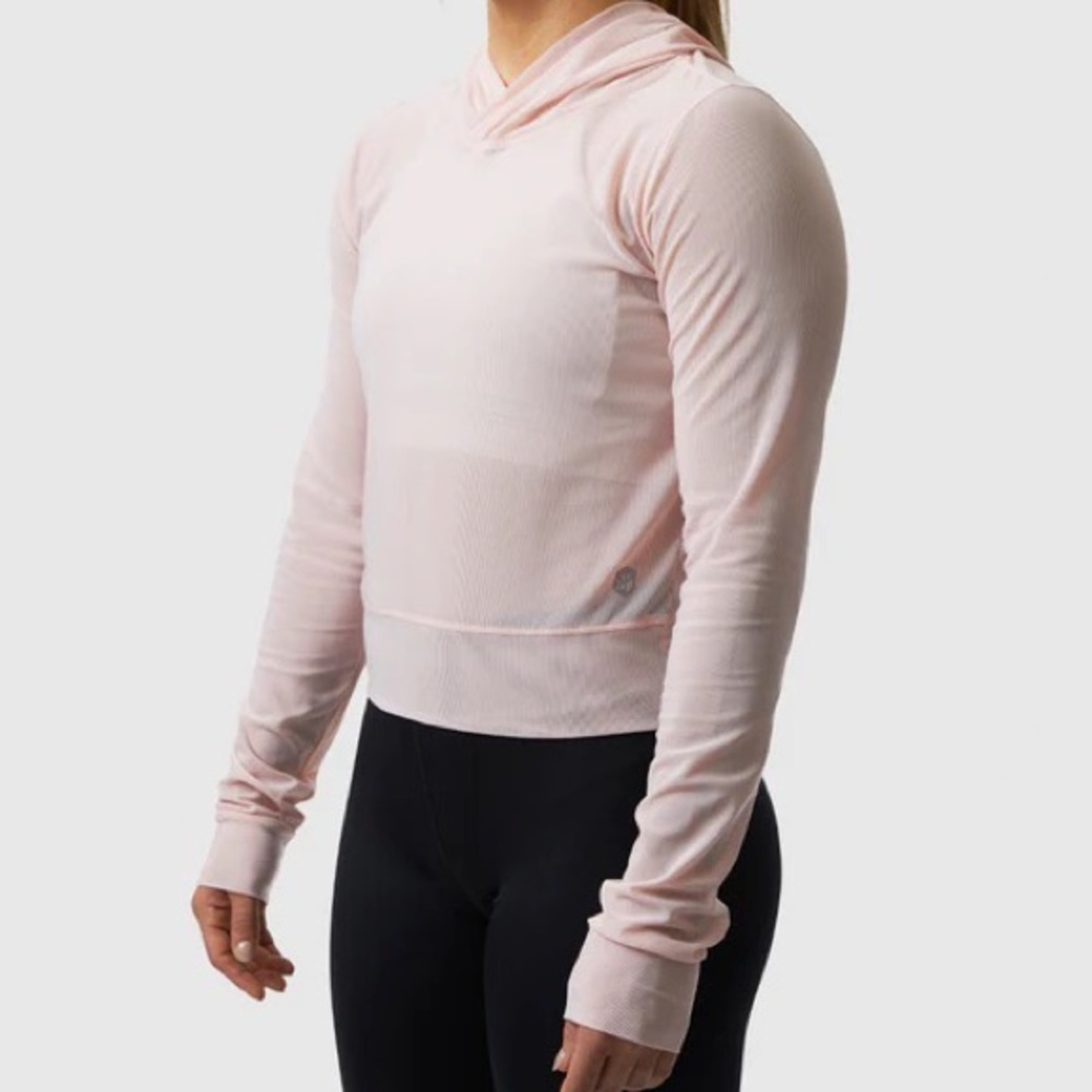 Born Primitive blush pink mesh hooded top